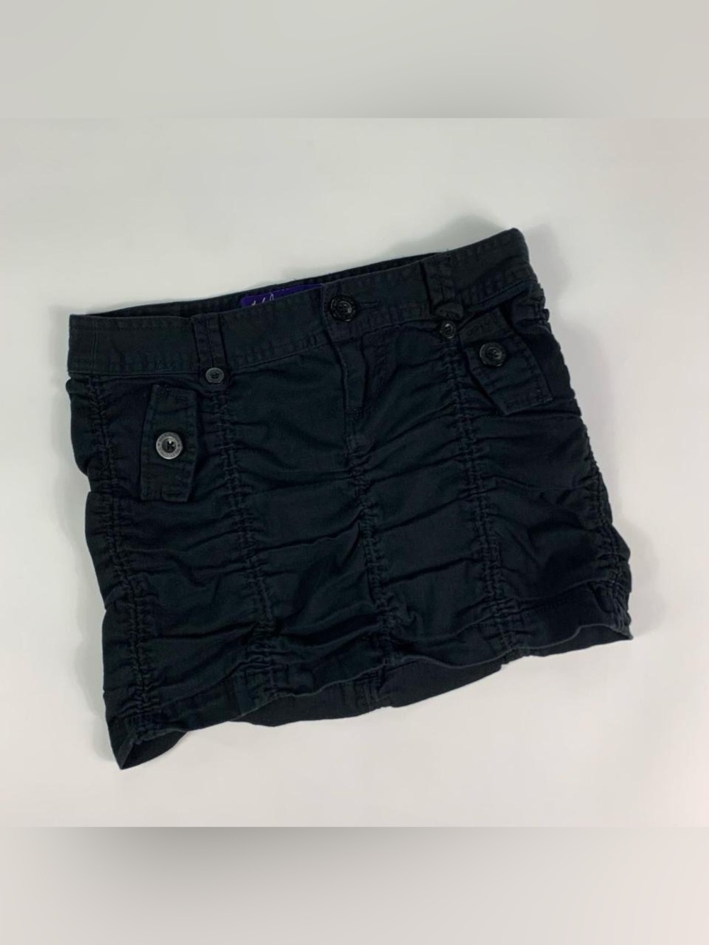 Miley Cyrus x Max Azria Black Ruched Micro Mini Skirt Size 1 Goth Indie Sleaze